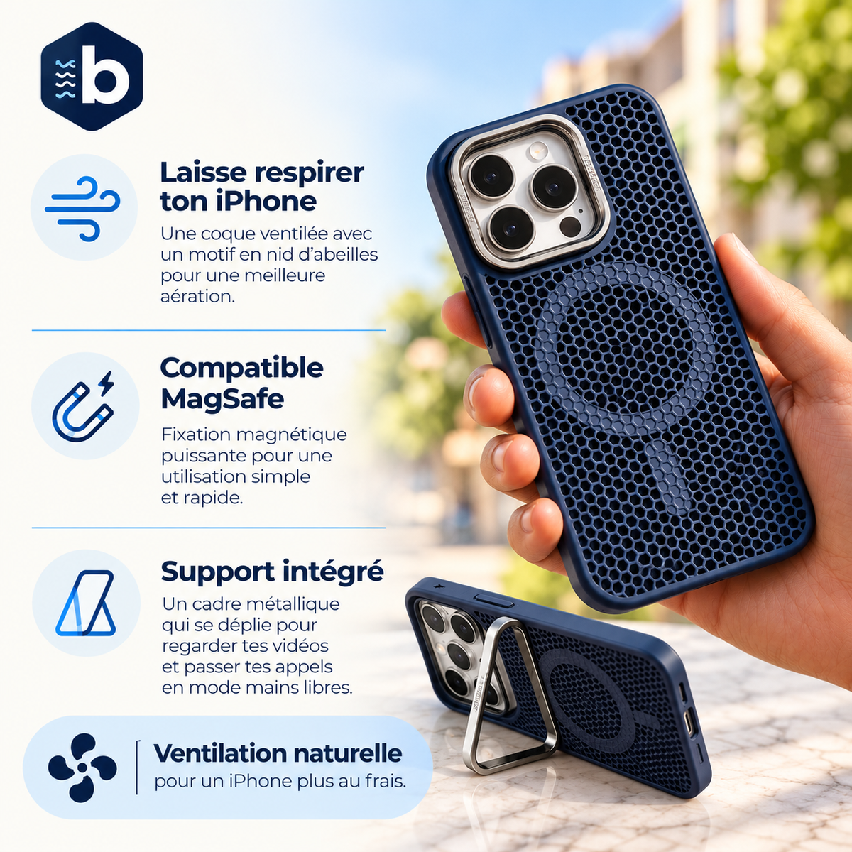 Coque Alvéole — la coque qui laisse respirer ton iPhone